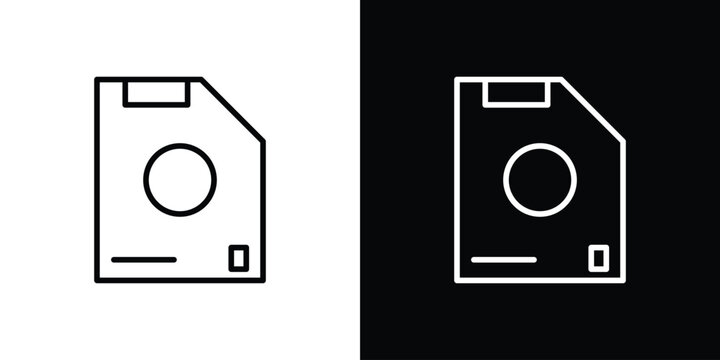 Floppy disk icon black lineart editable vectors pack