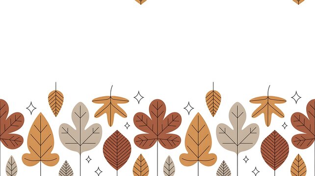 Autumn leaves, fall foliage, orange and brown leaf icons, decorative leaf border, seasonal graphics