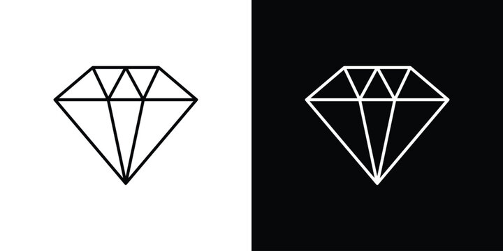 Gem icon black lineart editable vectors pack