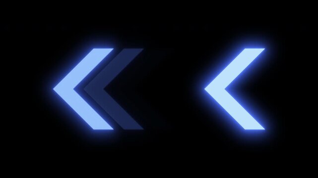 A sequence of animated blue arrow icons pointing left, moving across a black background, creating a dynamic directional effect suitable for digital interfaces or presentations.