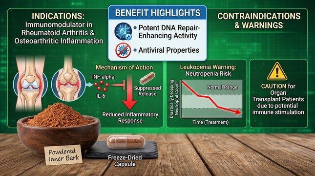 Infographic about immunomodulator in rheumatoid arthritis and osteoarthritic inflammation treatment