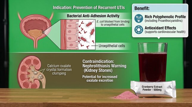 Cranberry extract powder supplement for urinary tract health and kidney stone prevention