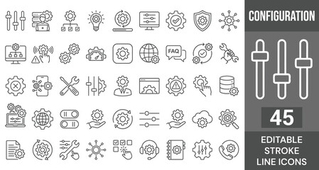 Configuration icon set. Editable line icons. Vector illustration. © Kingko