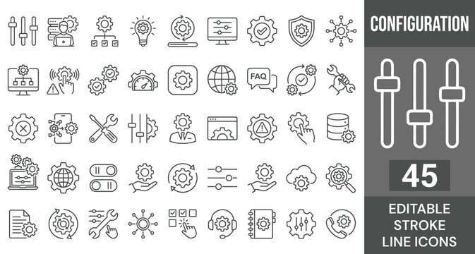 Configuration icon set. Editable line icons. Vector illustration.