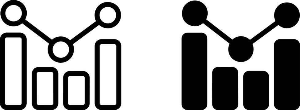 Professional minimalist data analytics icons showing market performance trends in a clean digital setting with high contrast lighting.