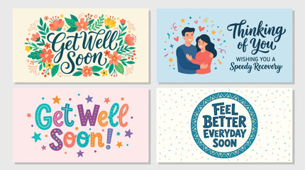 Naklejka premium Get well soon wishes and recovery greetings