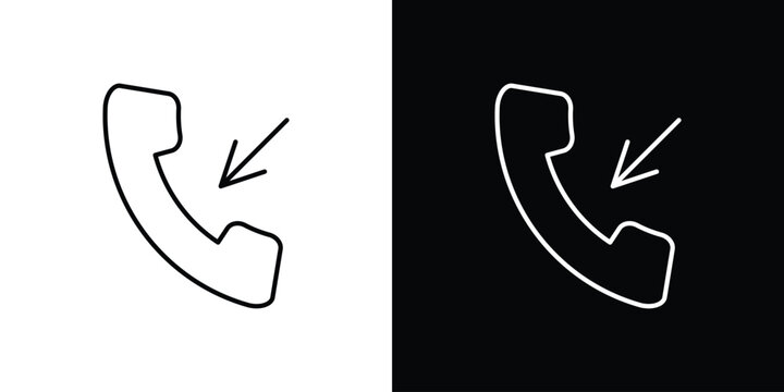 Incoming Call icon black lineart editable vectors pack
