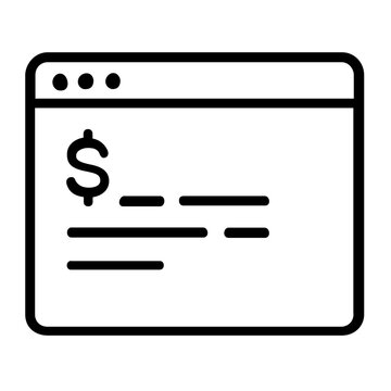 Clean flat vector line icon of a command line terminal window, ideal for developer tools, coding tutorials, server admin, and software UI.