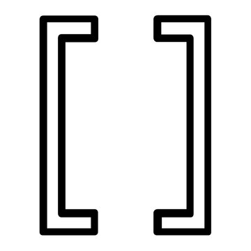 Clean flat vector line icon of coding syntax brackets, ideal for web development, source code editors, API docs, and programming lessons.