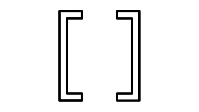 Clean flat vector line icon of coding syntax brackets, ideal for developer tools, web programming tutorials, apps, and software interface buttons.