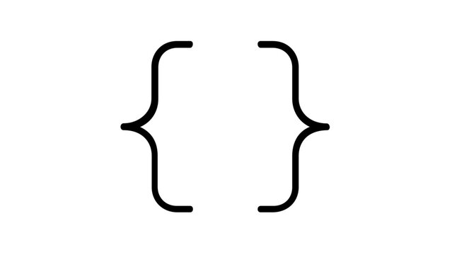 Clean flat vector line icon of computer coding brackets, useful for software engineering, markup languages, repositories, and developer dashboards.