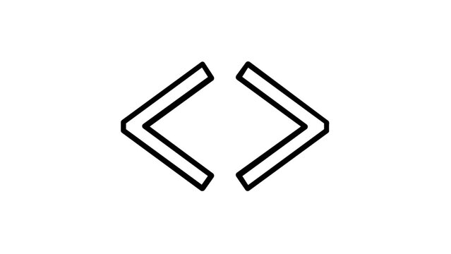 Minimalist clean flat vector line icon showing code brackets, useful for websites, learning platforms, IDE menus, and programming services.