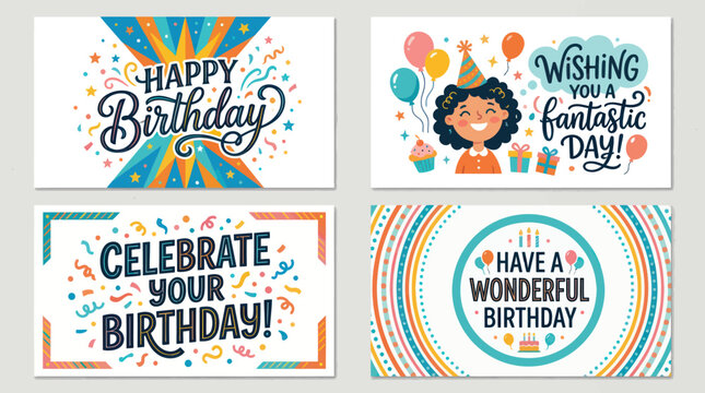 Happy birthday greeting card collection