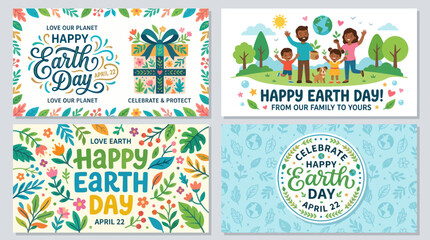 Happy earth day greeting card collection © Curva