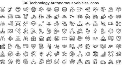 Obraz premium Autonomous Vehicle Technology Icons Set