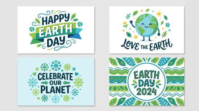 Happy earth day planet celebration graphics
