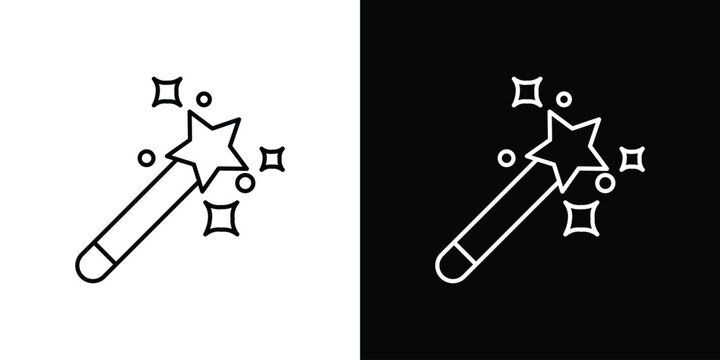 Magic wand icon black lineart editable vectors pack