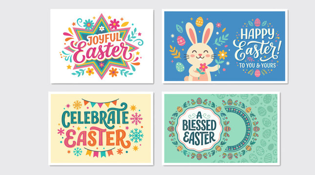 Happy easter greeting cards collection