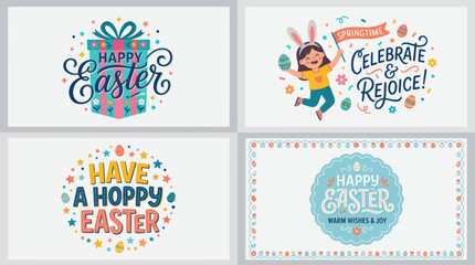 Happy easter greetings and illustrations © Curva