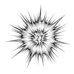 Fototapeta premium halftone explosion effect, black and white abstract burst