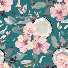 Tropical pattern. Paradise plants and flowers. Hawaiian pattern. Exotic, tropics © Alaska_artworks