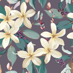 Tropical pattern. Paradise plants and flowers. Hawaiian pattern. Exotic, tropics © Alaska_artworks