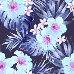 Tropical pattern. Paradise plants and flowers. Hawaiian pattern. Exotic, tropics © Alaska_artworks