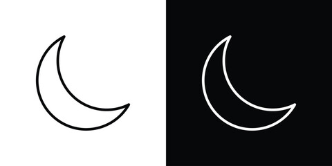 Moon icon black lineart editable vectors pack © kia