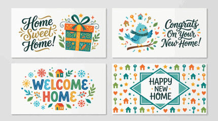 New home celebration greeting cards set © Ditanjay