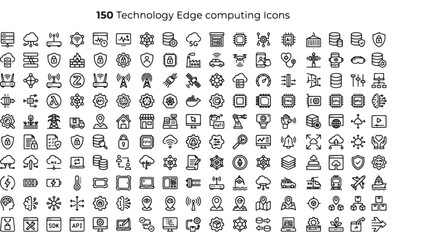 Fototapeta premium Edge Computing Technology Icons Set