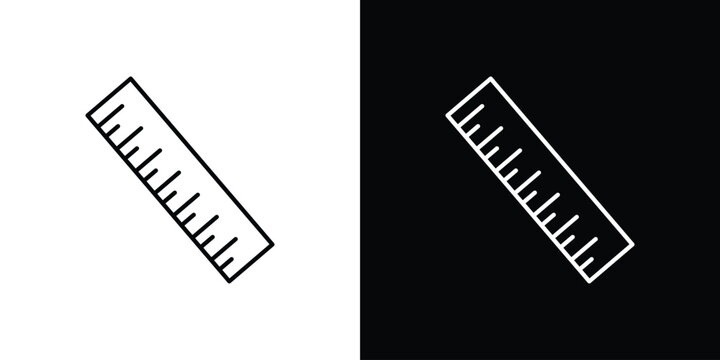 Ruler icon black lineart editable vectors pack