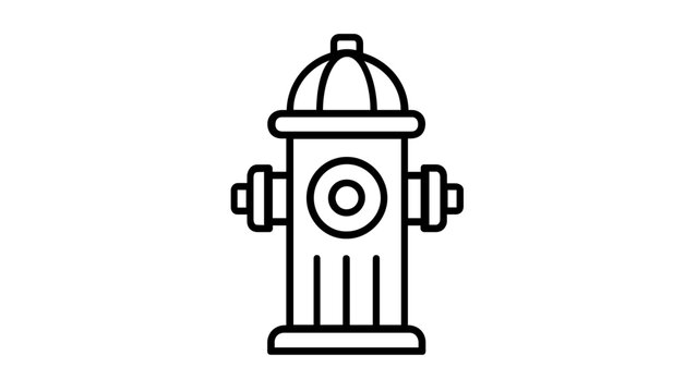 Clean flat vector line icon of a fire hydrant for municipal safety maps, firefighting access signs, public works guides, and city service interfaces.