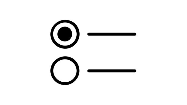 This clean flat vector line icon presents a selected radio button state, useful for user choices, app preferences, filters, and design systems.