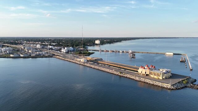 Aerial View of Monitor-Merrimac Memorial Bridge-Tunnel in Virginia