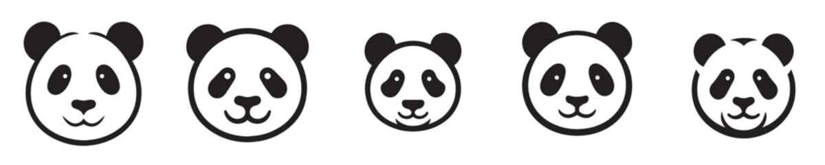 Vector collection of panda head silhouettes © Jefri Syahputra BKL