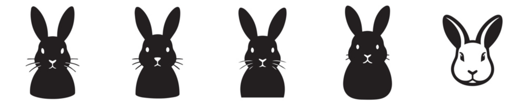 Set of rabbit head silhouettes vector
