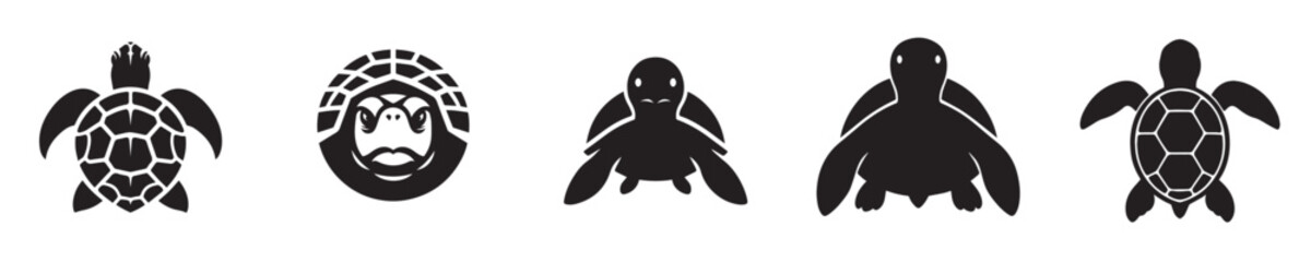 Fototapeta premium Collection of turtle head silhouette vectors