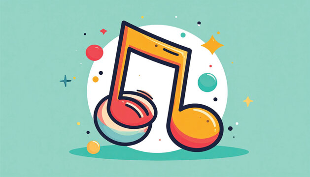 Colorful Music Note Icon Design.