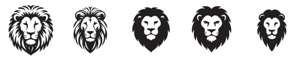 Obraz premium Set of lion head silhouette vectors