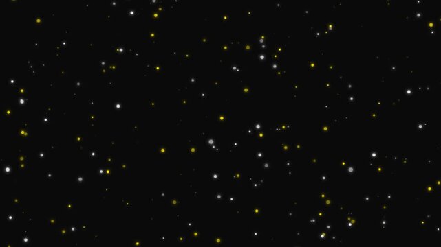 Glowing white and yellow particles, night sky background, starry atmosphere, cosmic texture