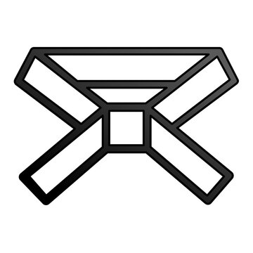 Clean flat vector line icon of a martial arts belt knot, perfect for dojo schedules, karate rankings, training certificates, and sports signage.