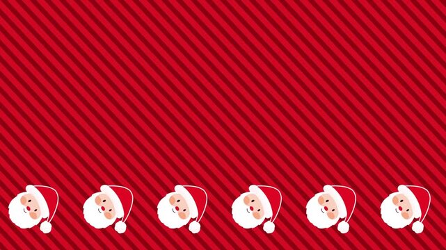 Doodle-style animated illustration of Santa Claus spinning against a red background with a motion effect. Funny cartoon animation
