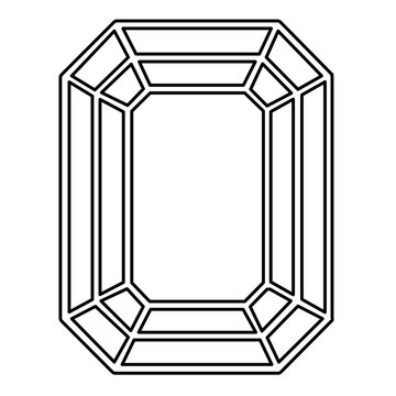 Minimal clean flat vector line icon of a cut diamond gemstone, suited for finance themes, premium memberships, gem stores, and elegant web menus.