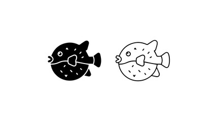 Minimalist Puffer Fish Icon Set Vector Design © Jamal
