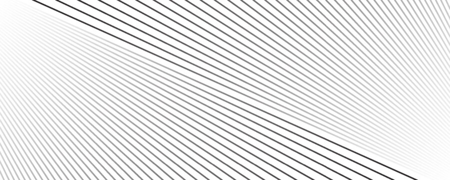 Diagonal striped illustration. Repeated black lines on white background. Surface pattern design with linear ornament. Disco lights motif. Stripes wallpaper. Digital paper for web designing. Vector art