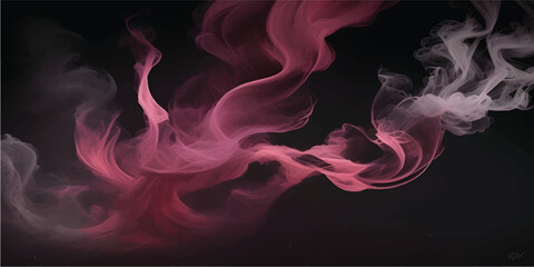 Obraz premium Colorful smoke ribbon swirl gradient red swirling across black background evoking ethereal flowing