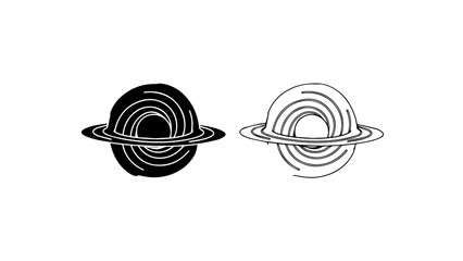 Minimalist Black And White Saturn Planet Icons Set © Ersamayorita