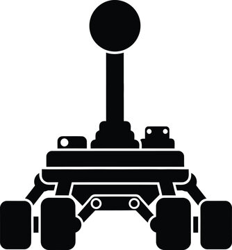 Silhouette vector Mars rover exploration vehicle on space mission planet design