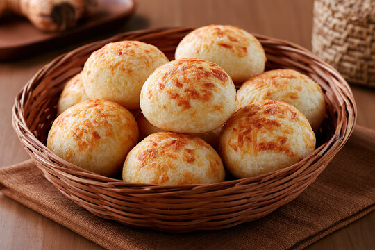 A chewy bread made from cassava starch and cheese named Chipa on the table