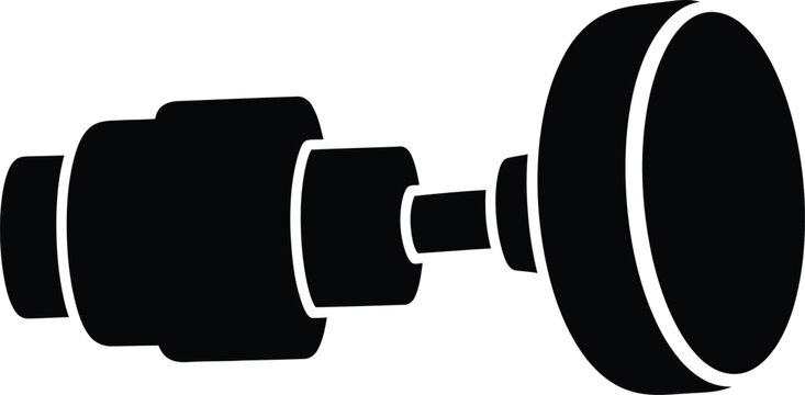Silhouette vector of a mechanical piston component for engineering design